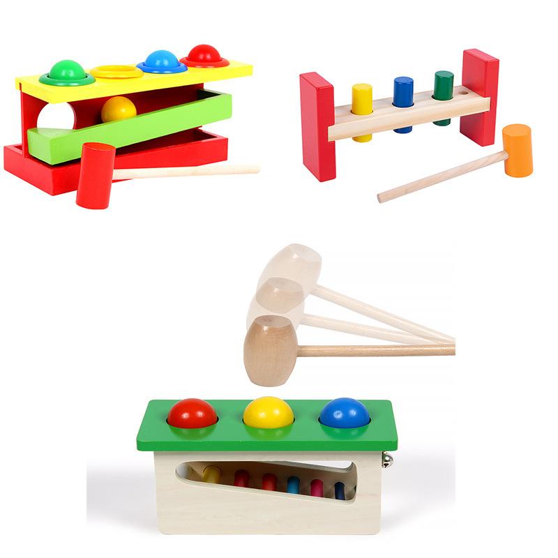 Kid Hammer Wooden Ball Early Educational Toy Ecofriendly Painted Color Matching