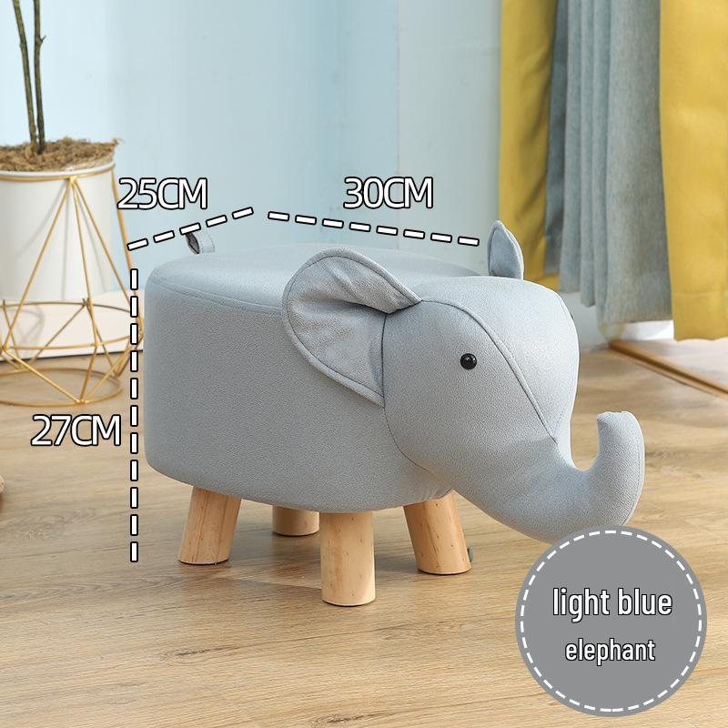 Children's Solid Wood Elephant Stool - Cute, Creative, Cartoon Animal Design for Home and Shoe Changing