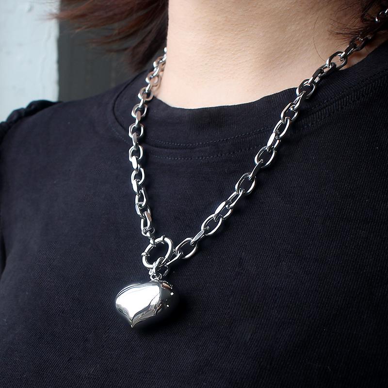 Fashion Stainless Steel Heart Pendant Necklace Stainless Steel Romantic Lover Men Couple Personality Necklace Jewelry
