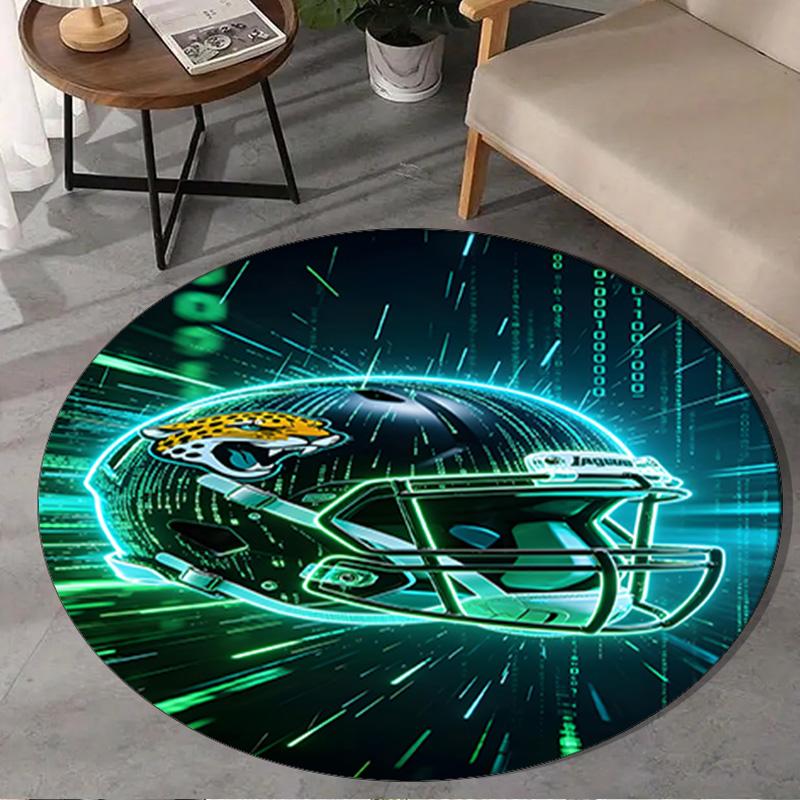 Jaguars Team Spirit Round Rug for Livingroom,Bedroom, Palyroom, Chair Rug, Area rug, Circle Carpet, Large Size Fan Christmas gift