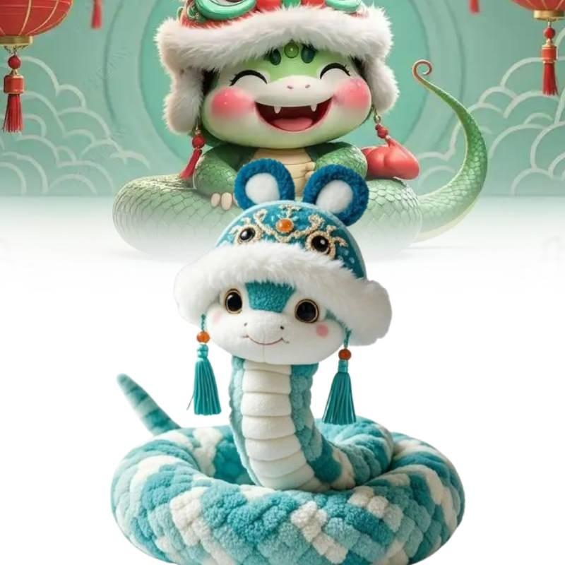 Of Year The Snake Mascot Blue Plush Toy Cartoon Stuffed Doll Decoration Gift
