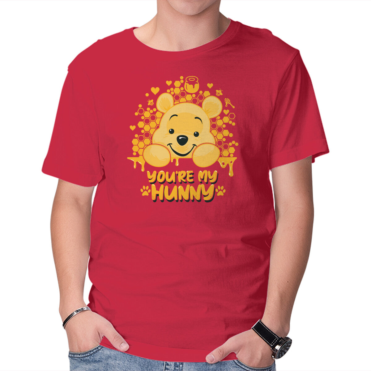 Unisex Crew Neck T-Shirt You re My Hunny Graphic Short Sleeve Casual Tee XXXXL