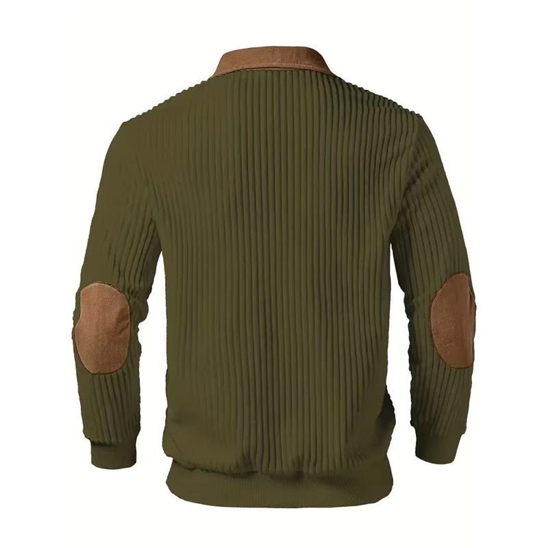 Men's Color Block Half Zip Knit Sweater Casual Pullover