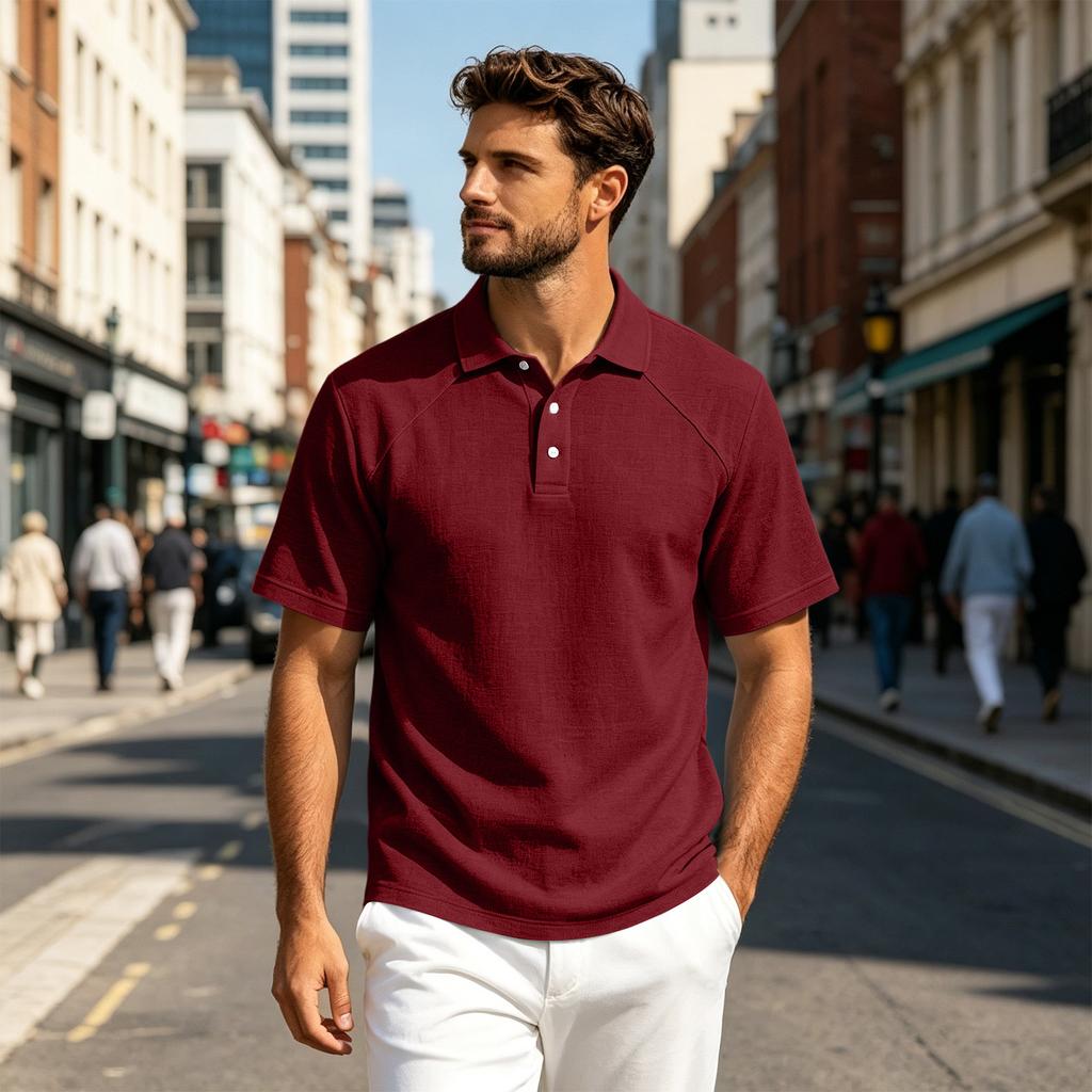 Mens Polo Shirts Short Sleeve Lightweight Cotton Linen Collared Casual Dress Shirts for Men Golf Polos for Men