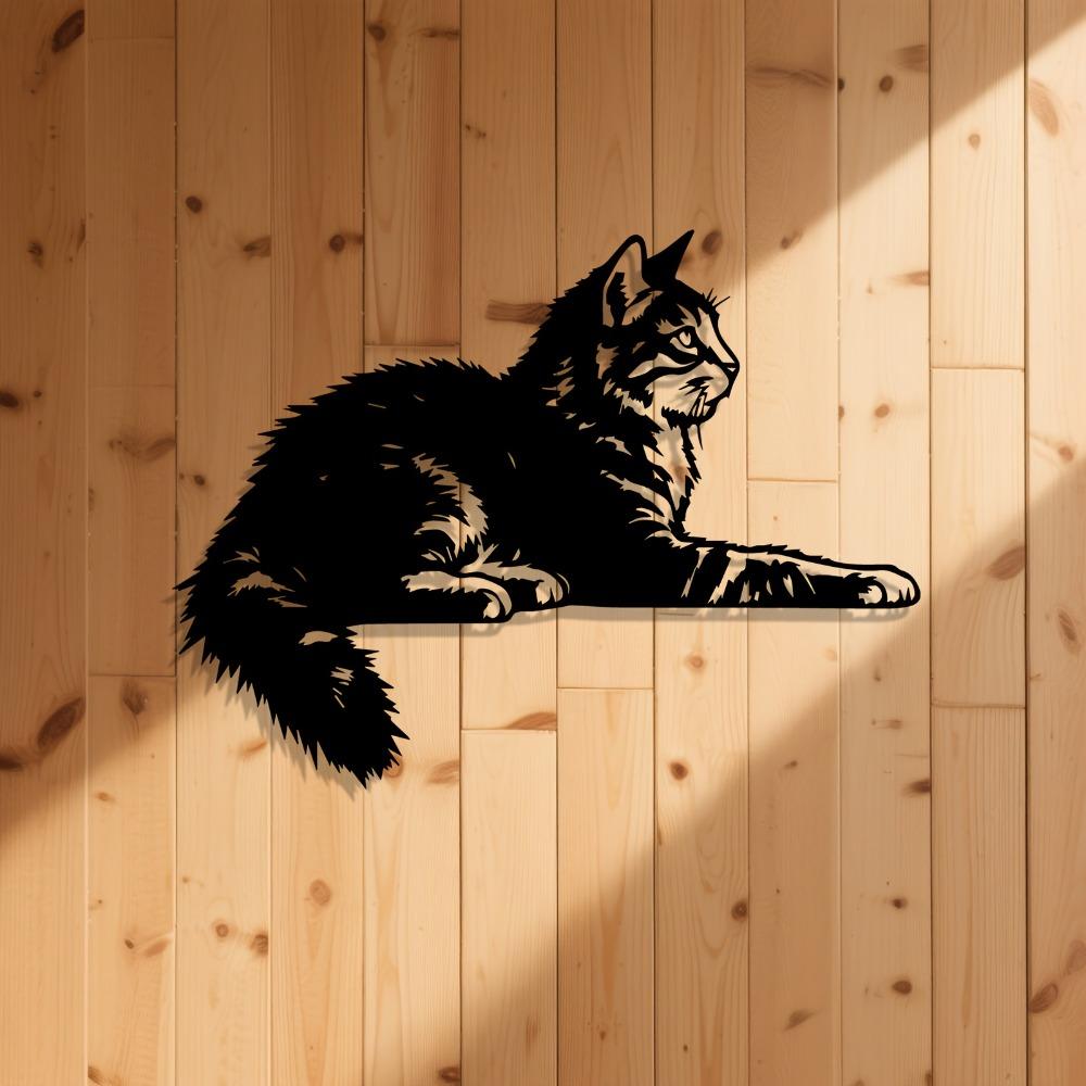 Maine Coon Metal Wall Art Cartoon Cat Statue Mural Waterproof for Grooming Salon Pet Decor Gift for Cat Lovers Farmhouse Hanging Ornament