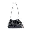 Small gold ball chain pleated cloud bag portable shoulder underarm bag black leather design niche messenger bag
