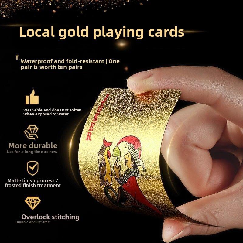 Goldfolien Poker PVC Spielkarten Wasserdicht Reißfest Verdickt Cool Gold Poker Karten Plastik Magische Karten Sammlerstücke