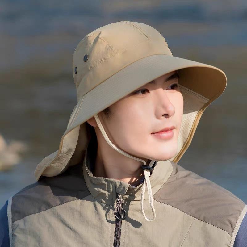 Sonnenschutzhut Herren Damen Fischerhut Sommer Großer Schirm Nackenschutzhut Outdoor Wanderhut Radfahren Eimerhut