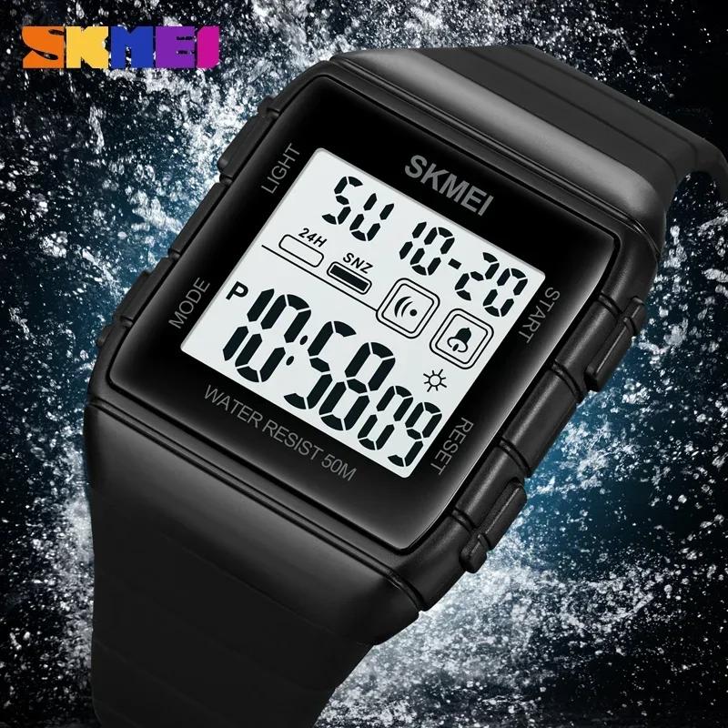 SKMEI 1960 LED Light Wristwatch reloj hombre Digital movement Mens Sport Watch Military Countdown Alarm Clock 5Bar Waterproof