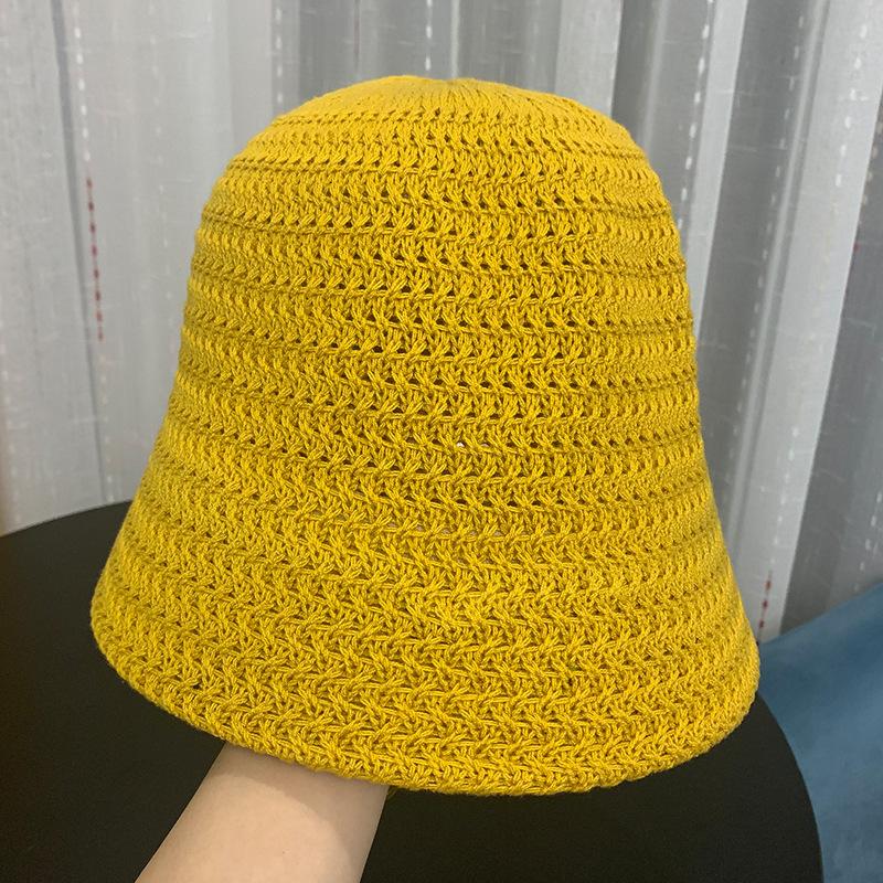 Wind Dome Solid Color Knitted Bucket Hat Autumn and Winter New Bucket Hat Women's Sunscreen Face Cover Basin Hat
