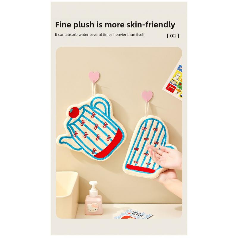Coral Fleece Hand Towel Kitchen Bathroom Lantern Handkerchief Hangable