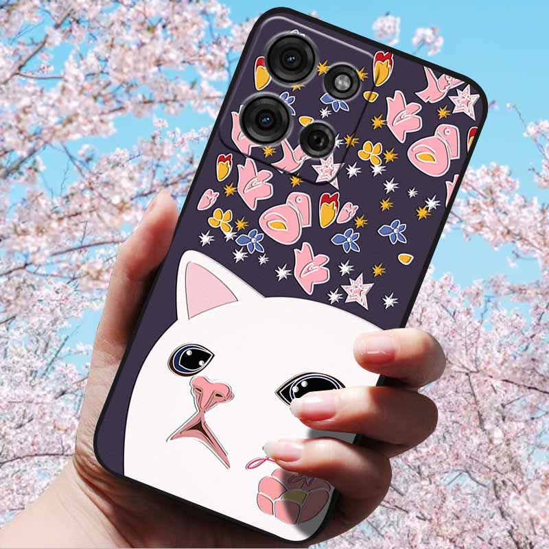 For Motorola Moto G15 4G/ G15 Power/G75 5G 3D Relief Flower Emboss Soft Silicone Cases Back Cover with 3D Flower Patter for G15
