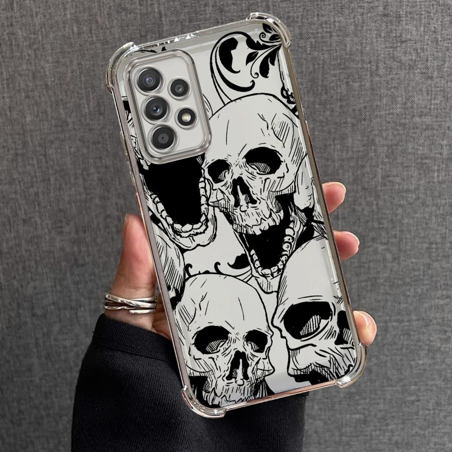

Four Spooky Skull Patterns Phone Case for Samsung Galaxy A13 A24 A35 A36 A25 A26 A15 A21s A16 A33 A52 A17 Soft Cover Galaxy A23
