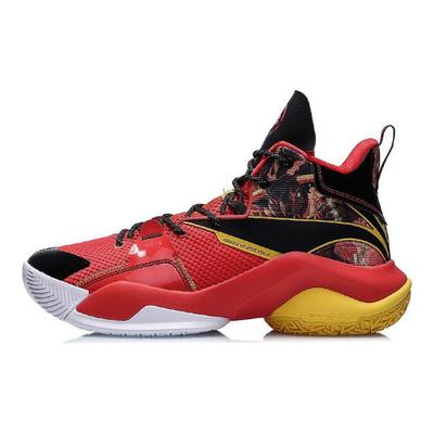 Air Strike 7 V2 Dämpfung Rutschfest Langlebig Stützend High-Top Basketballschuhe Herren Sneaker Rot Schwarz ABPR009-3