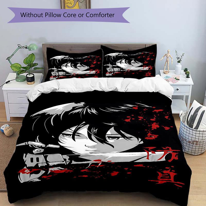 Bloodthirsty Anime Warrior Print 3Pcs Bedding Setduvet Cover With 2 Bedropillowcase Home Birthday Gift