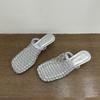 Women Slippers Baotou Half Slippers Women's Outer Wear Summer New Mesh Hollow Sandals Breathable Slope Heel Fishing Net Shoes