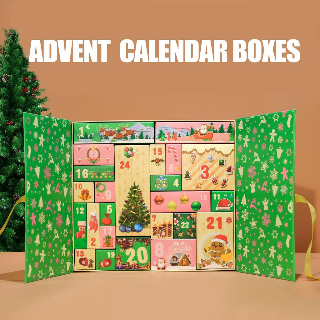 Christmas Advent Box 24-Grid Empty Christmas Advent Boxes 2025 Holiday Decorative Case For Toddler Stationery Shelf Stocking