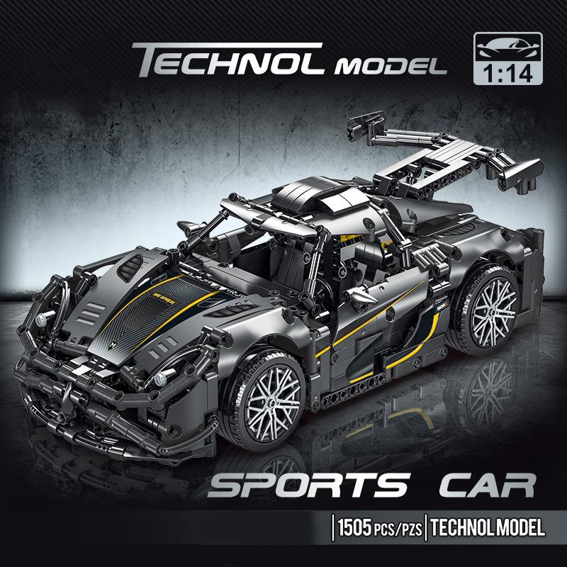 Non-Toxic New Technical Black Race Car Building Blocks Toy Creative Assembly Bricks Educational Stem Puzzle Kids Birthday Christmas Gifts