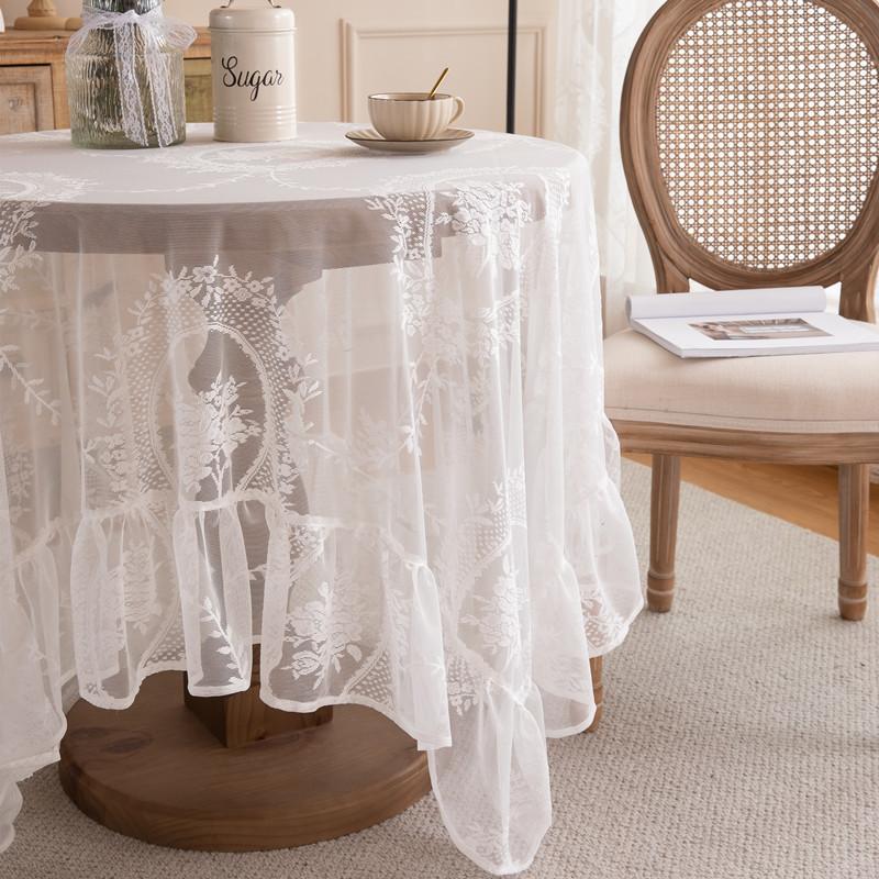 French Romantic Pastoral Lace Tablecloth Dessert Table Wedding Decoration Photo Coffee Table Tablecloth Dining Table Cloth Large Round Table