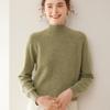 Women's Cashmere Floral Raglan Sweater, Double-Ply, Half-High Collar, Luxurious Knit