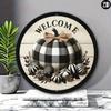 Buffalo Plaid Pumpkin Metal Welcome Sign Vintage Farmhouse Wall Art