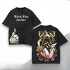 Anime Witch Hat Atelier Qifrey Print T-shirt Men Women Tshirts Short Sleeve Cotton Clothing Retro Washed T Shirt Harajuku Tops
