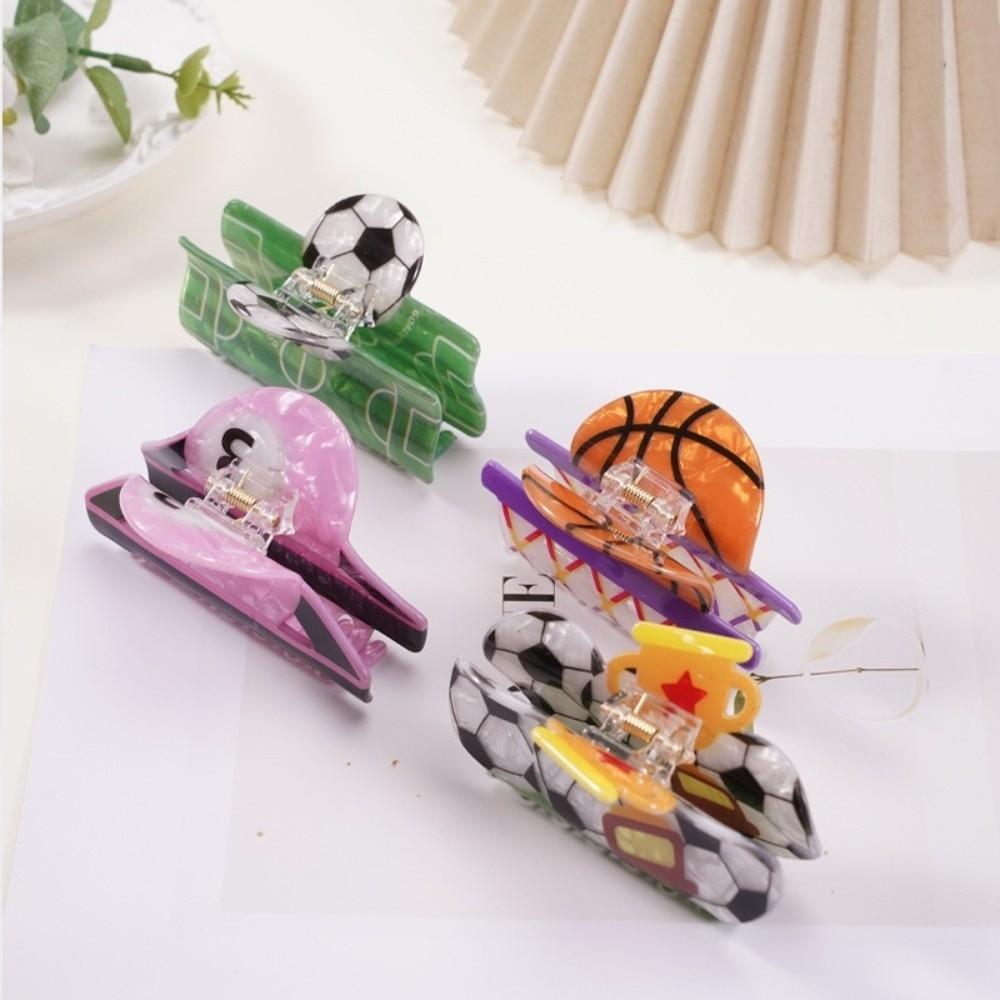 Creative Design Basketball Print Hair Claw Trendy Style Football Hair Clip For Women