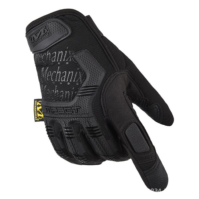 Große taktische Outdoor-Handschuhe - Rutschfest, Abriebfest, Halbfinger & Vollfinger, für Radfahren & Fitness mit Hartschalen-Schutz. L black