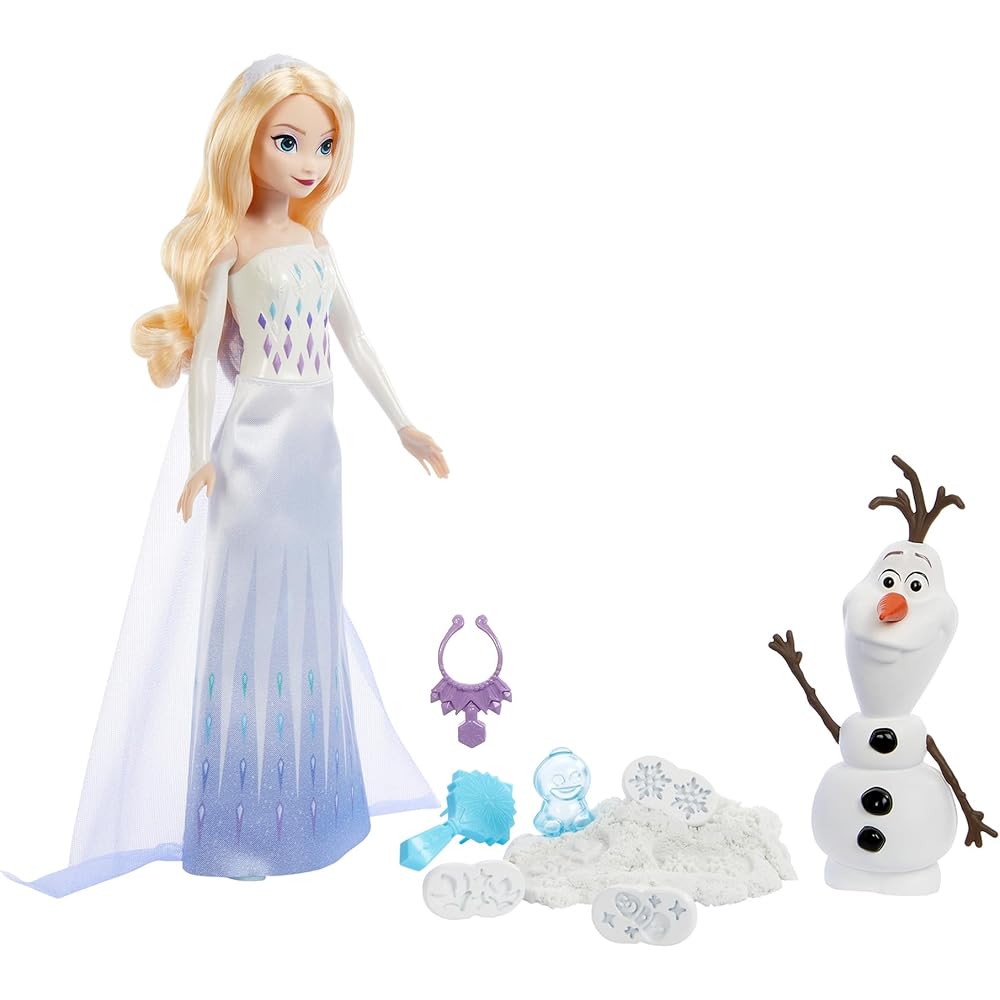 

Mattel Disney Frozen Elsa and Olaf Stamping Playset with Doll and Figure for Role Play 3 Years and Up White
