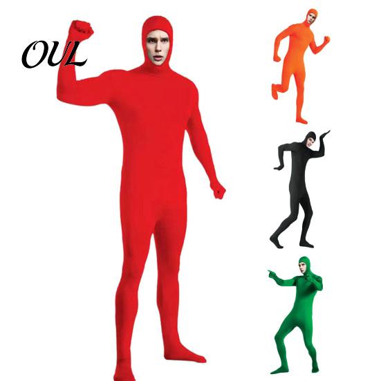 Einfarbiger Cosplay-Bodysuit Ganzkörper-Zentai-Anzug für Männer Frauen, Offenes Gesicht Halloween-Bodysuit, Dehnbarer Spandex-Unitard für Erwachsene Kostümparty,