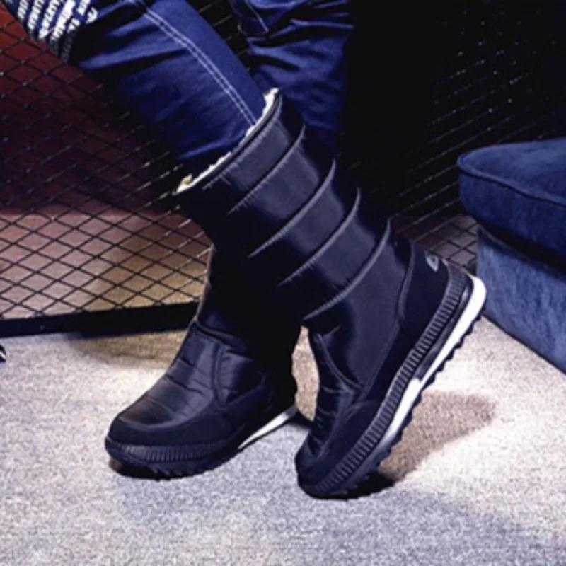 Mode Herren Schneestiefel Mode Mid-Calf Schneestiefel Plüsch Warme Baumwollstiefel für Herren Outdoor Rutschfeste Plateau Stiefel Winter Paarstiefel