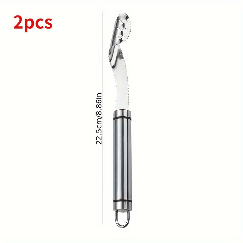 

2pcs Creative Stainless Steel Chili Corer Bitter Gourd Chili Seed Remover Core Digging Knife Pepper Slicer Vegetable Slicer