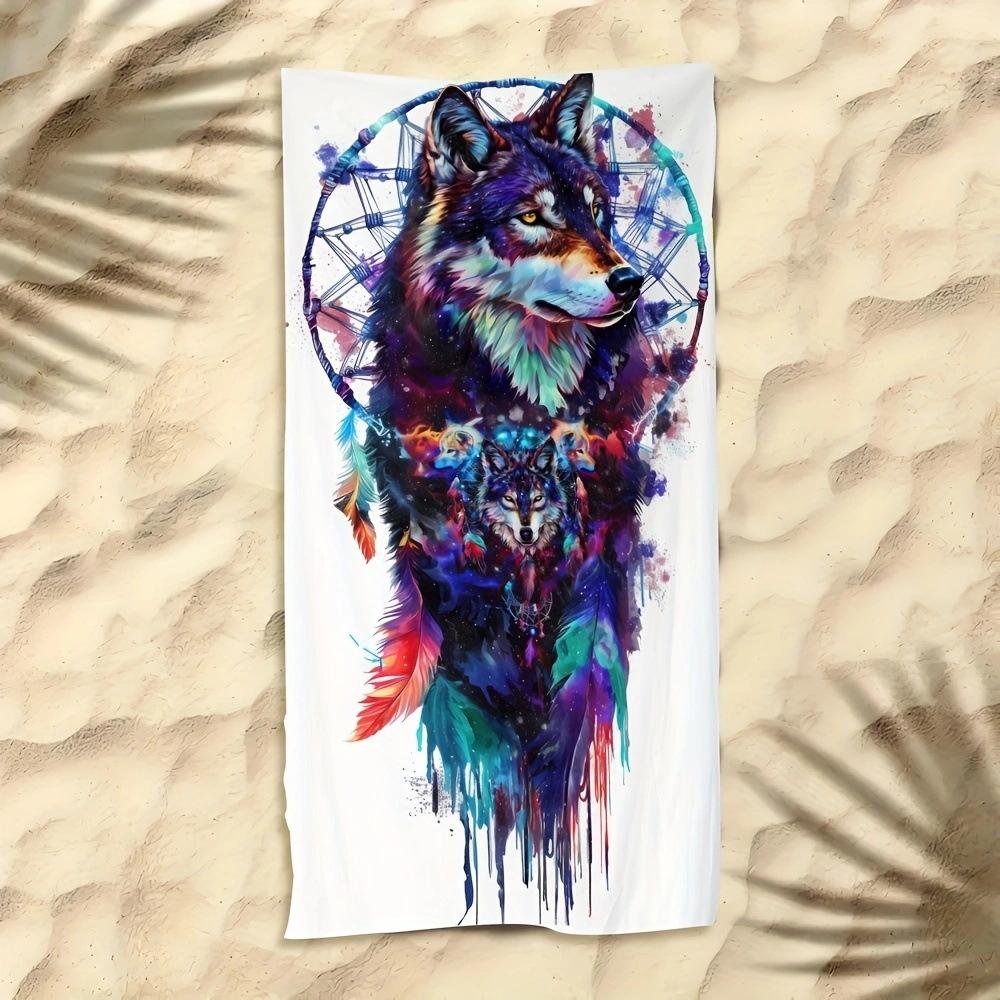 Wolf Beach Towel Class A European And American Microfiber Bath Towel Adult Men And Women Summer Printed Towel