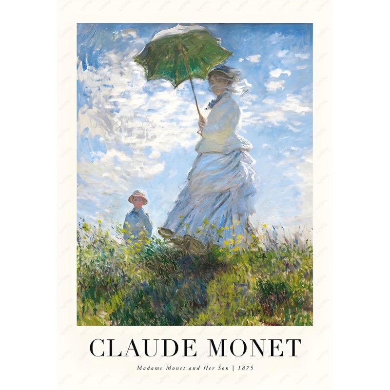 Claude Monet Retro Klassische Ölkunst Wildblumen Poster Klebende Wandkunst Druck Wasserdicht Wohnen Zuhause Schlafzimmer Bar Ästhetische Deko