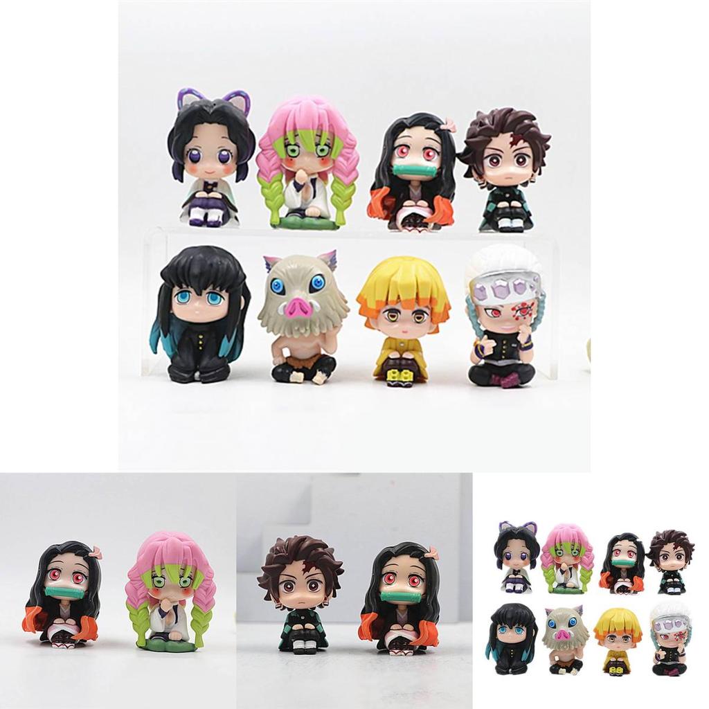 Adorable 8 Piece Q Version Sitting Demon Slayer Nezuko Toy Doll Capsule Figures Collection