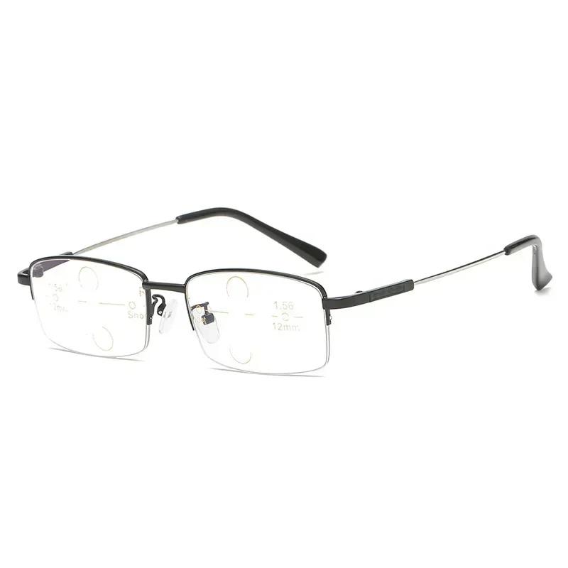 Photochromic Sun Glasses Outdoor  Metal Frame Glasses Rectangular Frame Far and Near Anti Blue Light Glasses