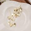 Exaggerated Temperament, Long Golden Leaf Ear Hooks, Retro Metal Earrings, High-End Earrings.