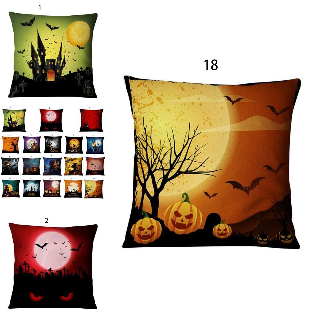 Luxurious Cotton Linen Square Halloween Pattern Throw Pillow Case Cover For A Timeless And Elegant Home Decor