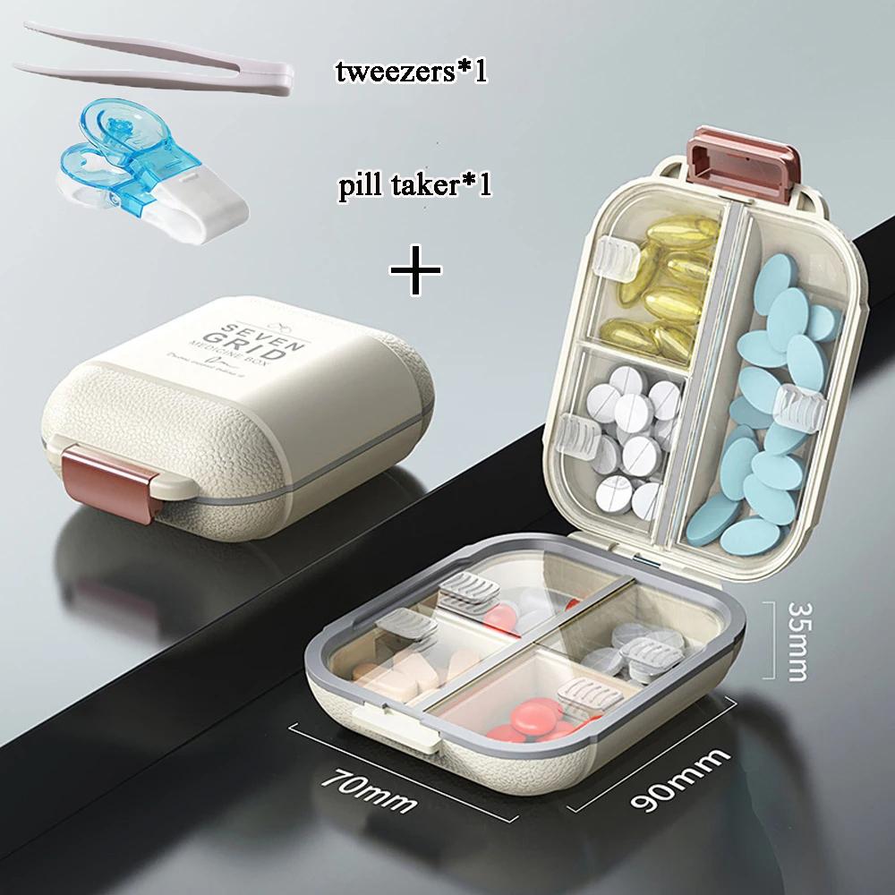 7 Grids Weekly Portable Travel Pill Box Sealable Moisture-Proof Pills Container Storage Tablets Vitamin Medicine Organizer