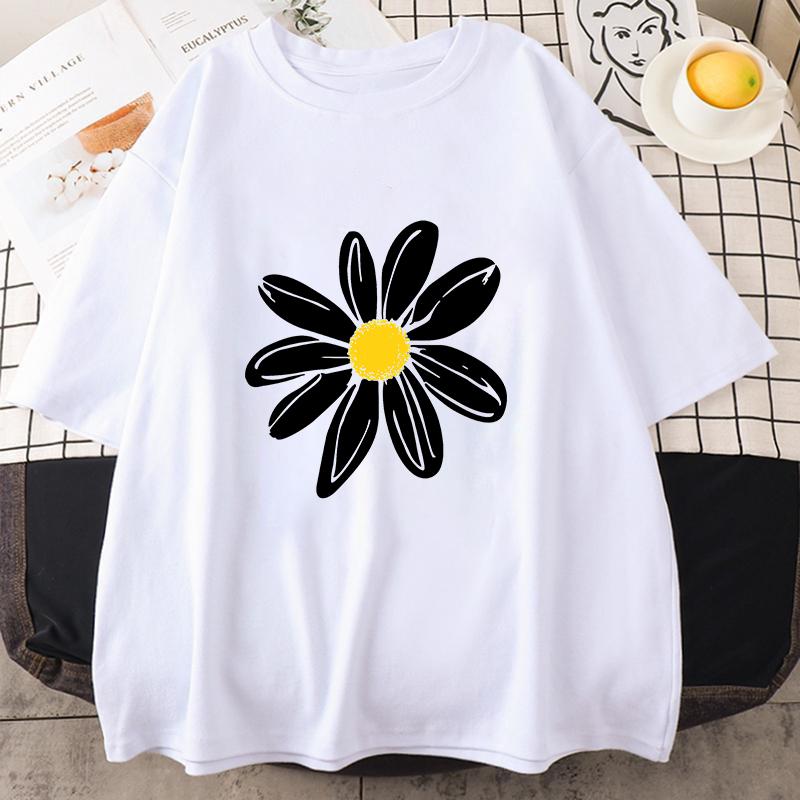 New Daisy Flower Printed T Shirt Unisex Unisex Teens Girl Fashion Hip Hop Harajuku Casual Short Sleeve Tops Daisy Lover Gift Tee Fun