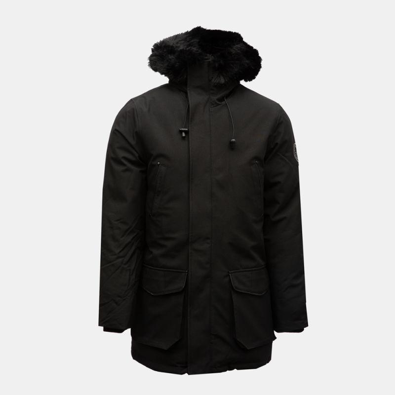 Parka lisse zippée avec capuche fourrée noire mario Homme PARAGOOSE