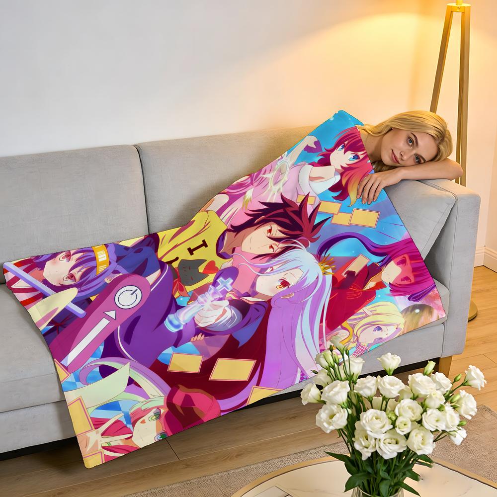 Throw High-Density Short Plush Blanket For Sofa Nap Air-Conditioned Room Soft Skin-Friendly NO GAME NO LIFE
