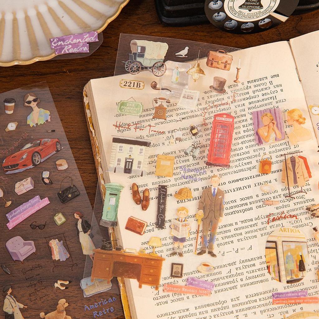 Yu Xian Light and Shadow Landscape Stickers: Creative American Style for Journal DIY & Collage