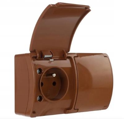 Koala Double Hermetic Wall Socket Brown