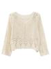 Bohemianischer V-Ausschnitt Häkel-Hollow-Strickpullover für Damen Sommer-Oberbekleidung Fledermausärmel High-End-Oberteil