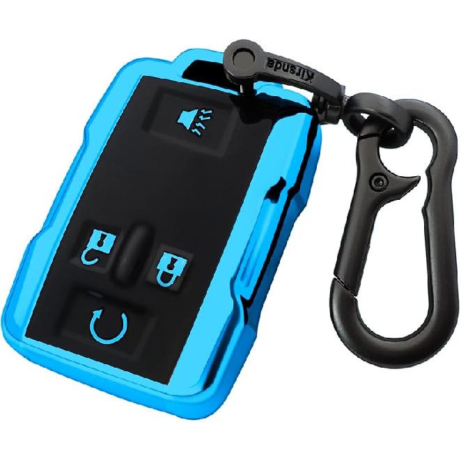 For Chevrolet Key Fob Cover Case With Metal Buckle,Soft TPU Key Shell/Skin,4-Buttons Fit GMC Chevy Colorado Silverado Suburban Tahoe Silverado Remote