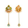 Forever More Green Stones and Pearls Enamelled Drop Earrings|Enamelled Earrings For Women|Wedding |Festive|Gift For Women