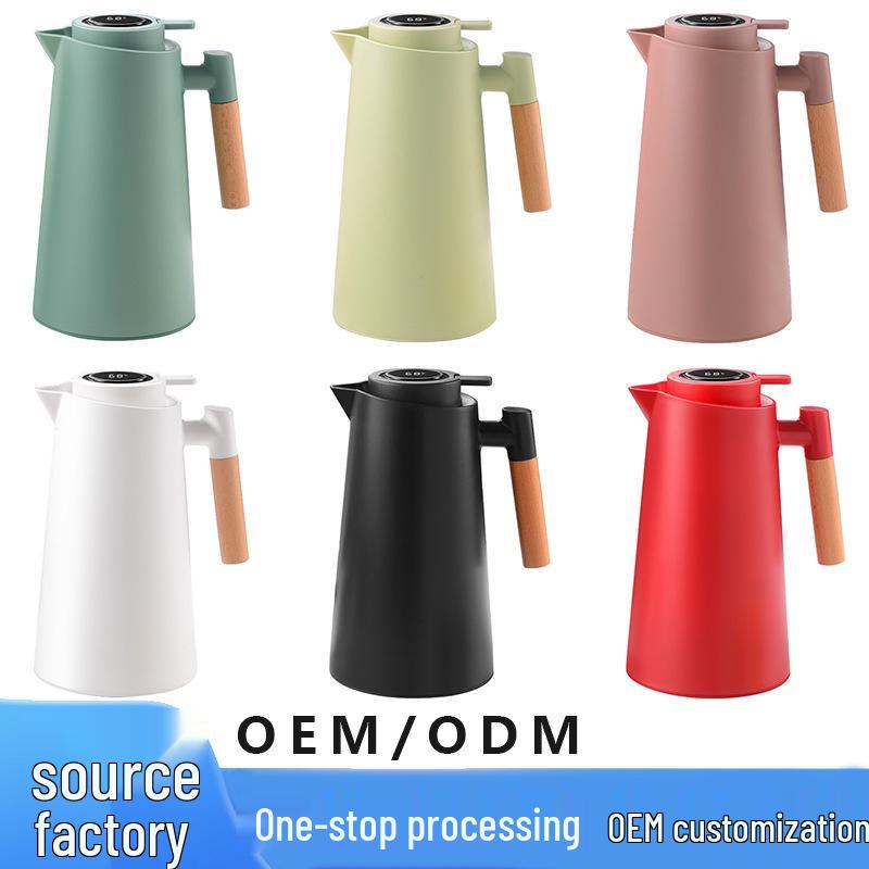 Press-Type Smart Insulated Kettle with Glass Liner - Large Capacity Thermos for Home Use