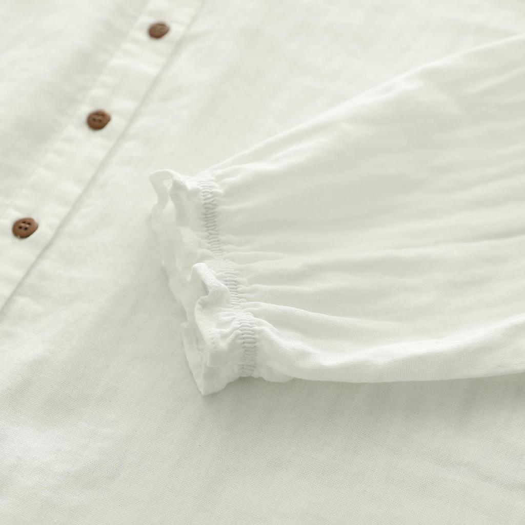 Japanese Style Women's Long Sleeve Lace Collar Shirt: Double Layer Cotton Gauze Loose Blouse