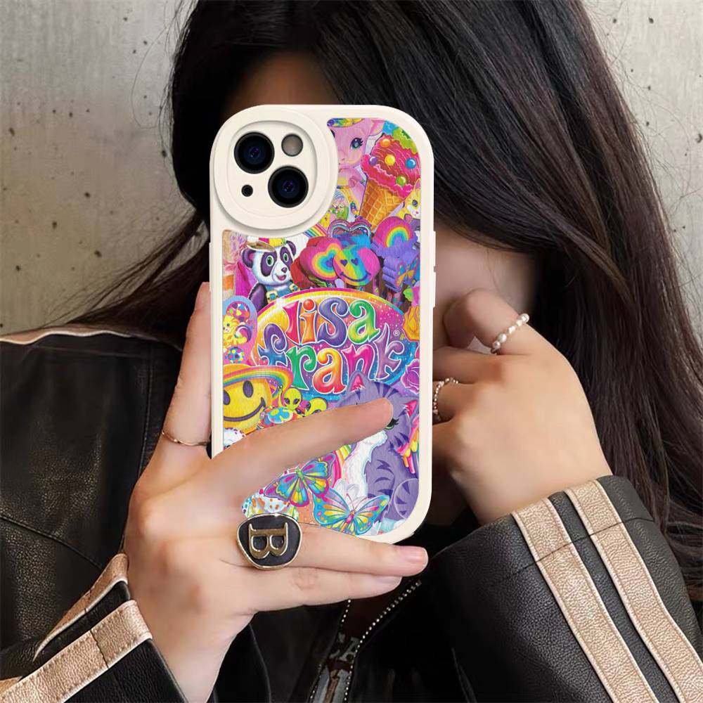 Lisa Frank Art For IPhone 16 15 14 16E 13 12 11 Pro Max Plus Phone Leather Case